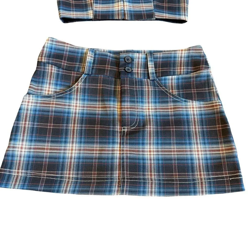 Princess Polly Two Piece Plaid Crop Top Skirt Set Outfit Size 2 Women's NWOT